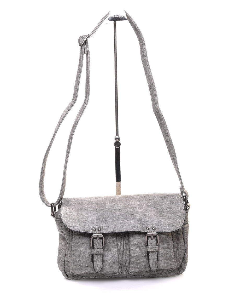 Sac cartable gris croisé