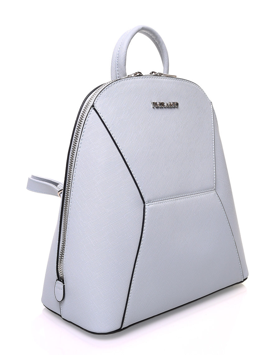 Sac à dos bleu clair arrondi à surpiqures géométriques