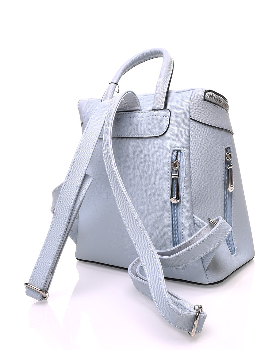Sac à dos bleu clair rigide à fermetures éclaires