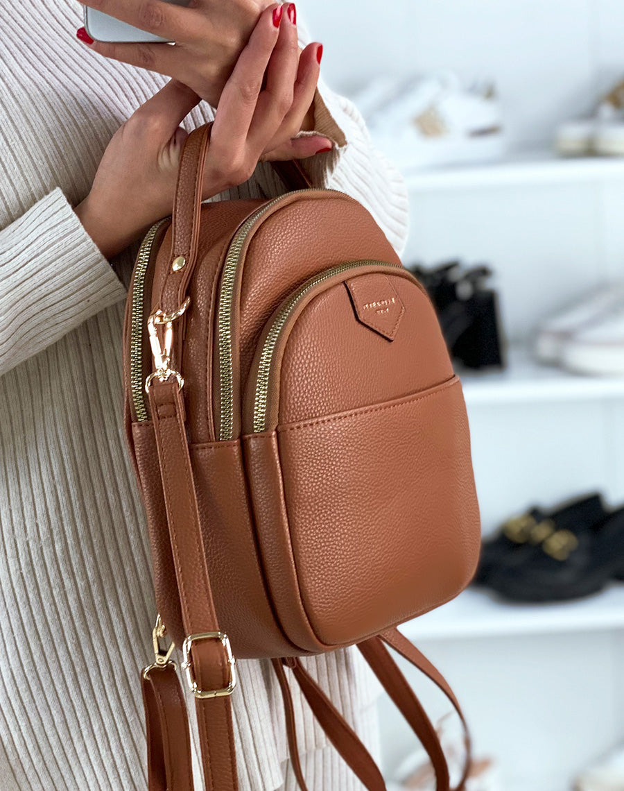 Sac à dos camel à fermeture éclaire 