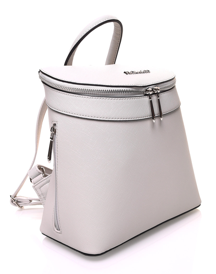 Sac à dos gris clair rigide à fermetures éclaires