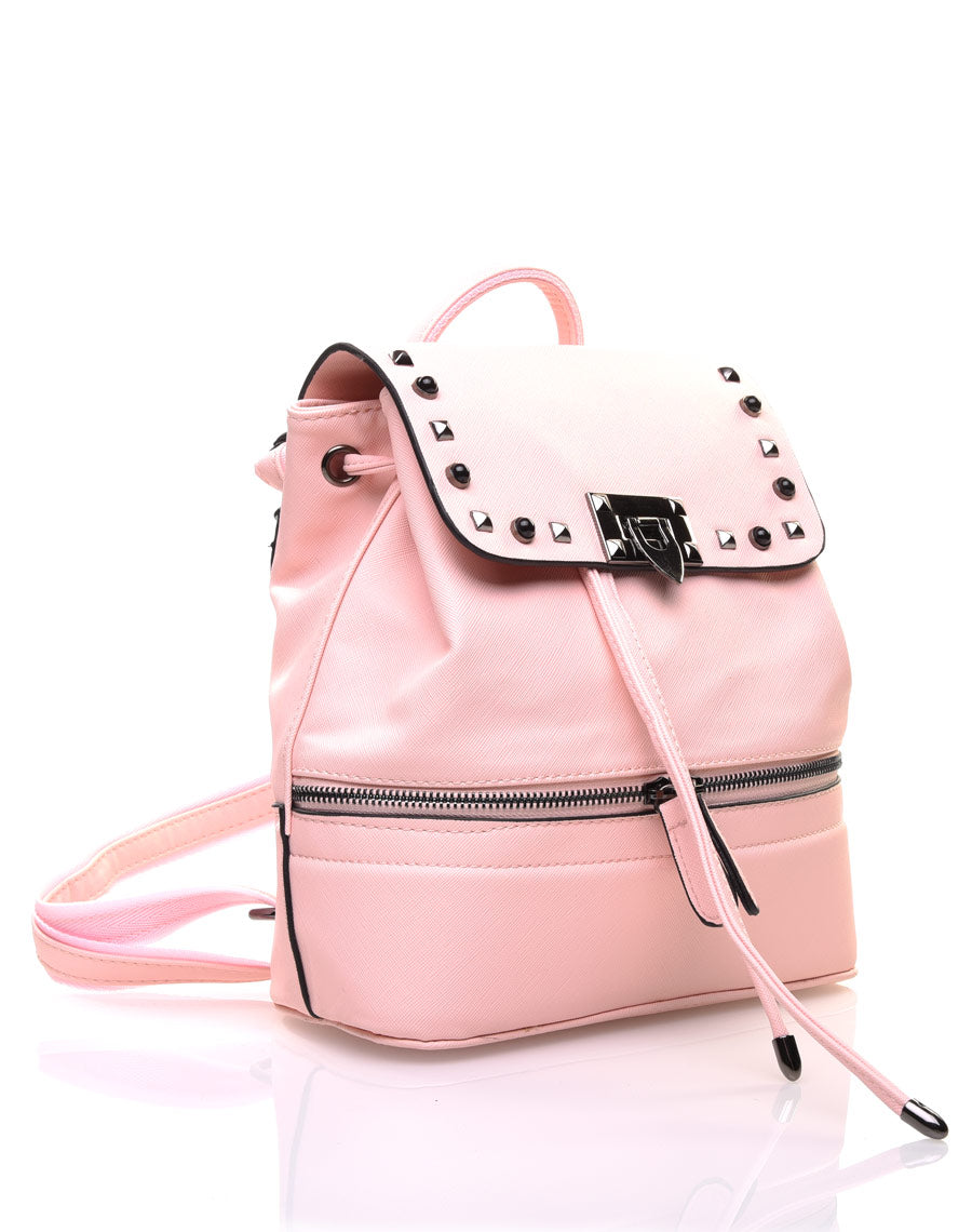 Sac à dos rose clouté