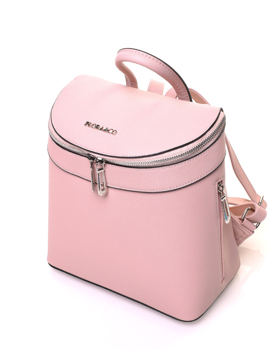 Sac à dos rose pale rigide à fermetures éclaires