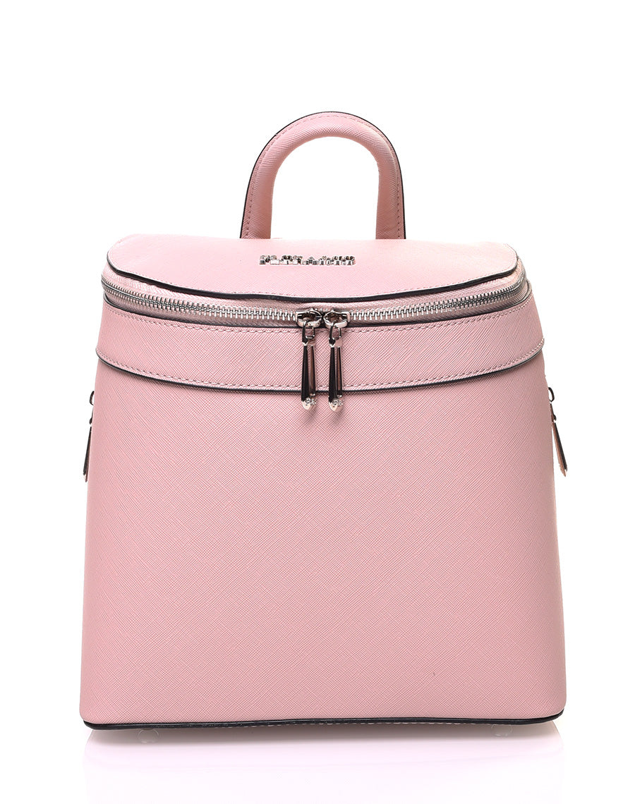 Sac à dos rose pale rigide à fermetures éclaires