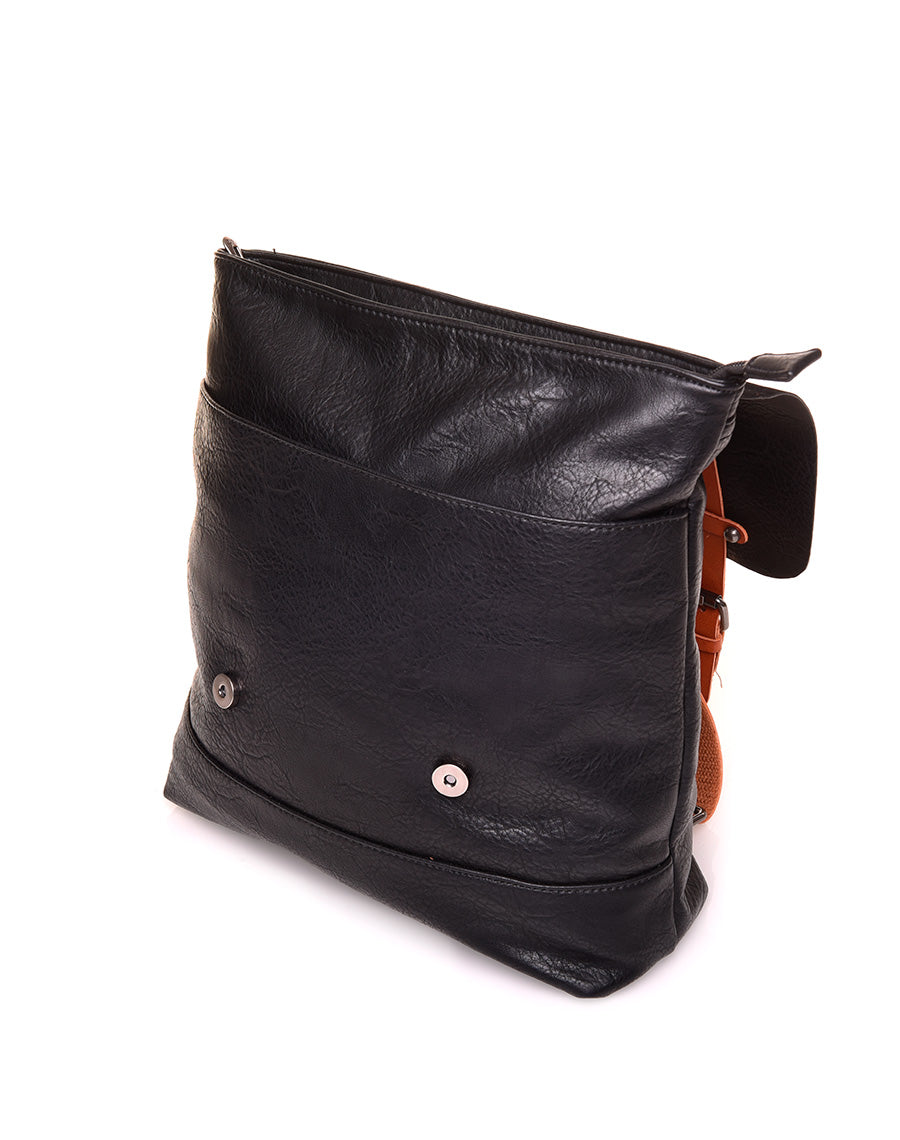 Sac à dos vintage noir et camel