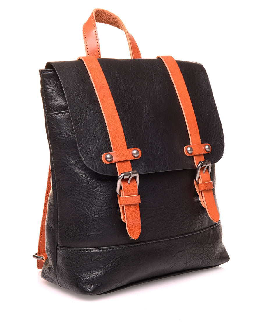 Sac à dos vintage noir et camel format mini