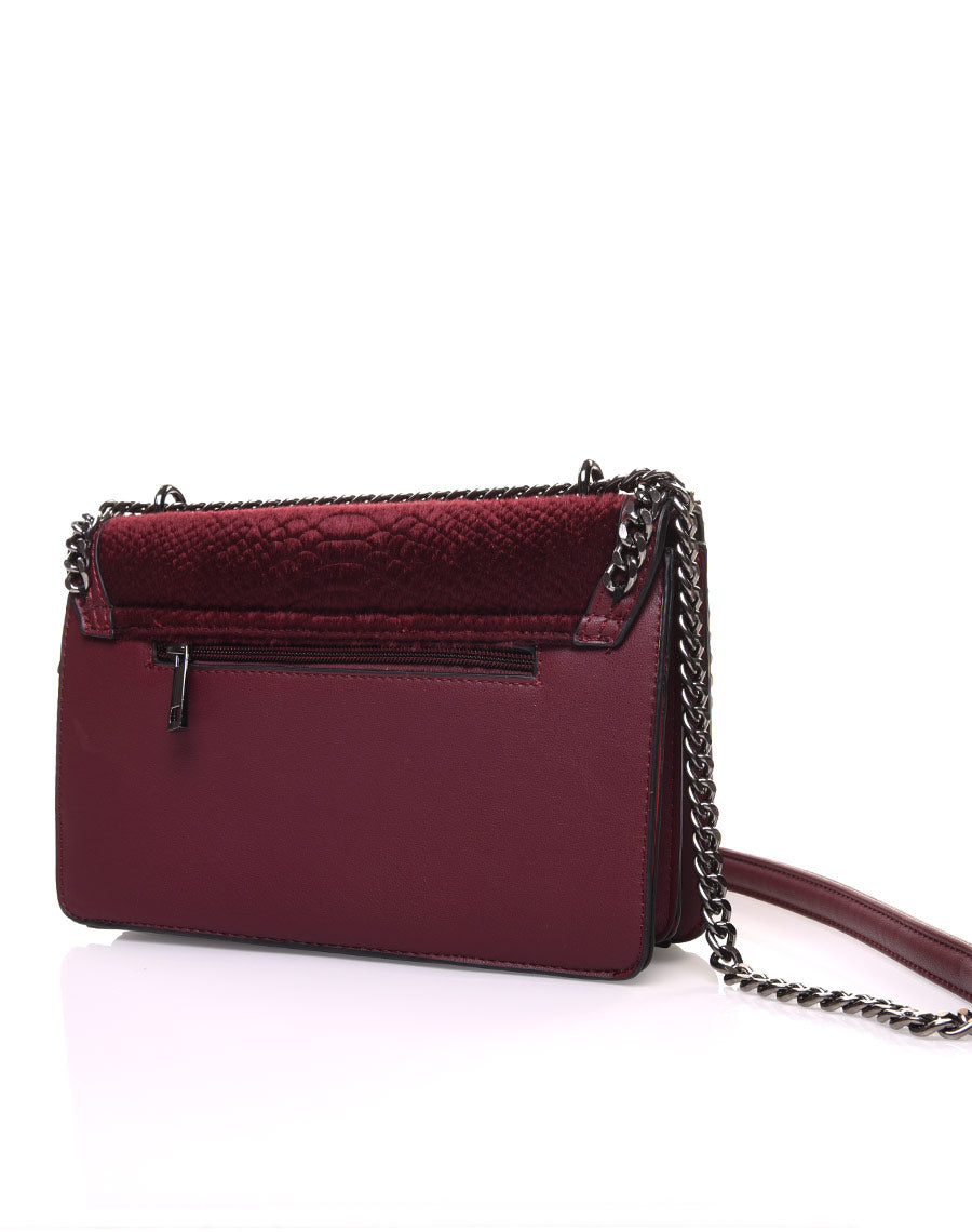 Sac effet python en velours bordeaux