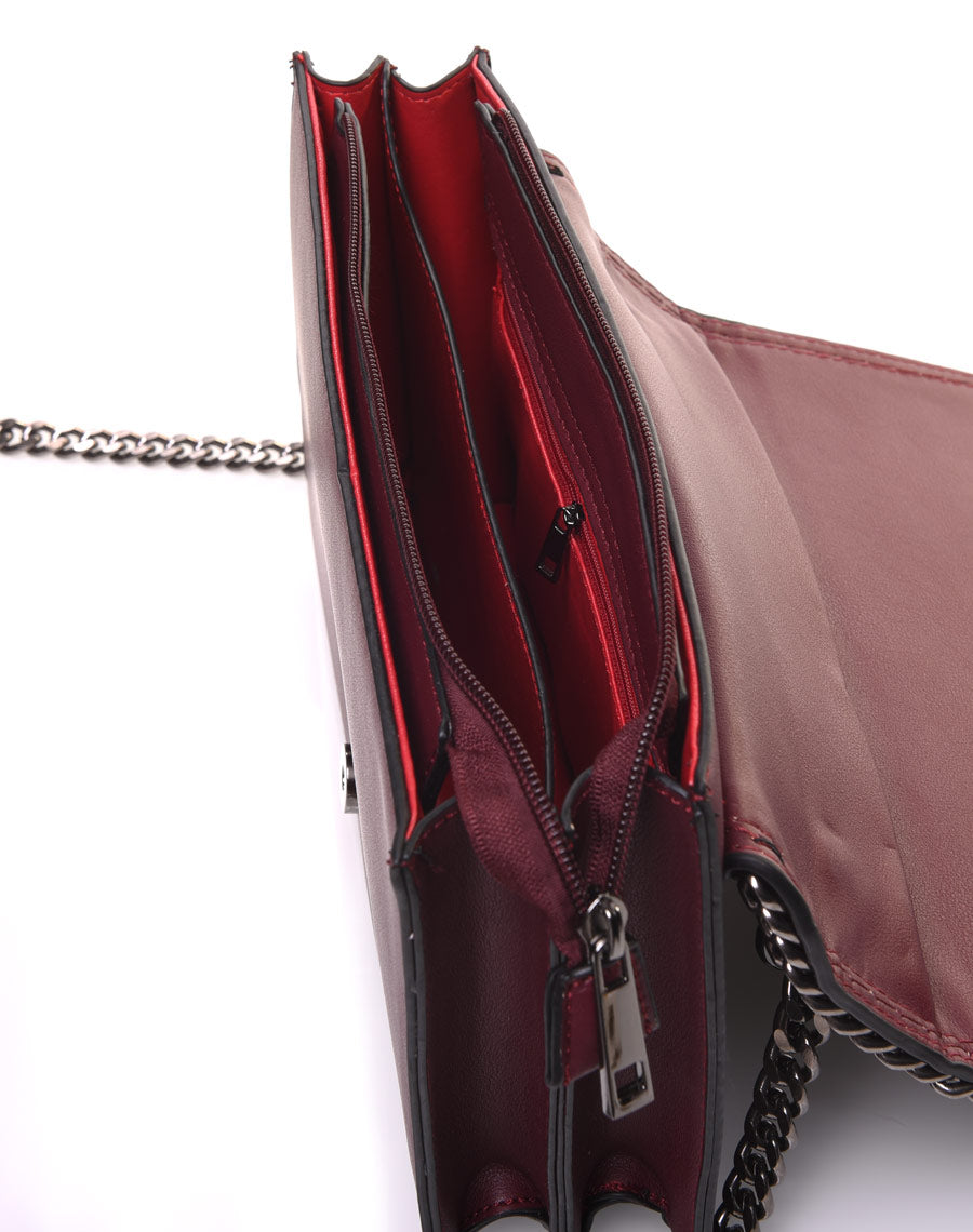 Sac effet python en velours bordeaux