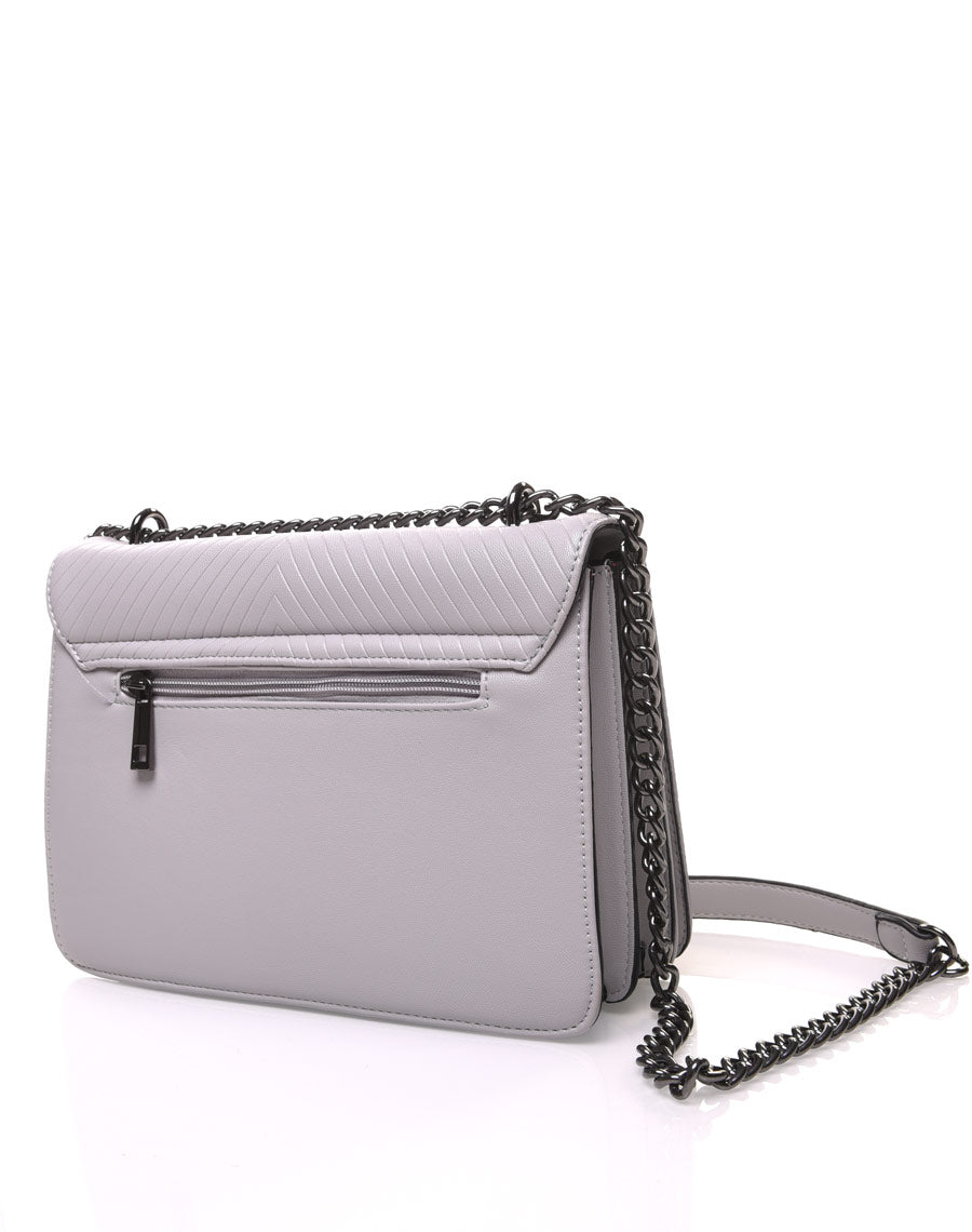 Sac en bandoulière clouté avec chaine gris