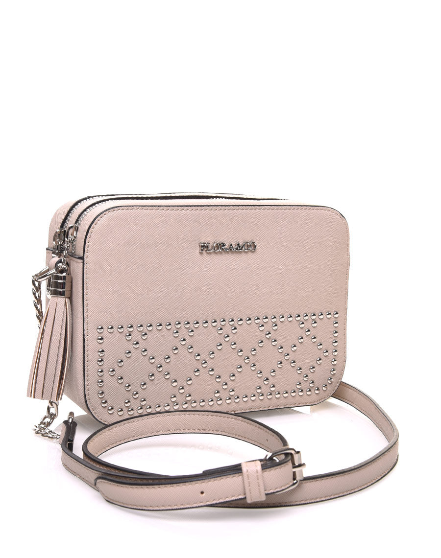 Sac en bandoulière clouté taupe