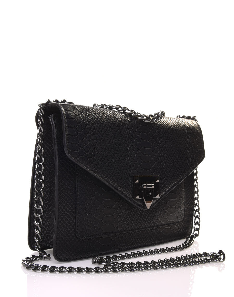 Sac en bandoulière effet python noir