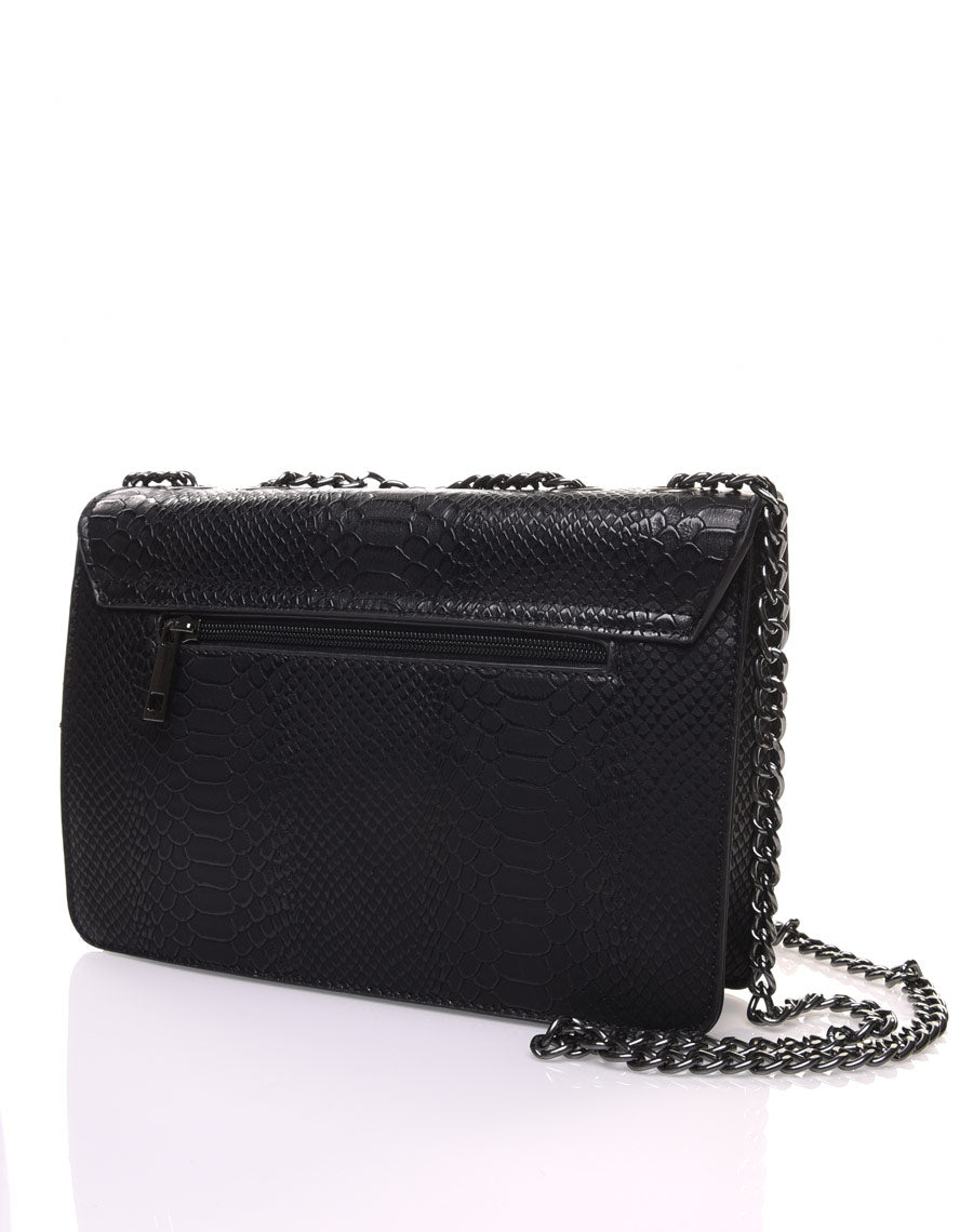 Sac en bandoulière effet python noir