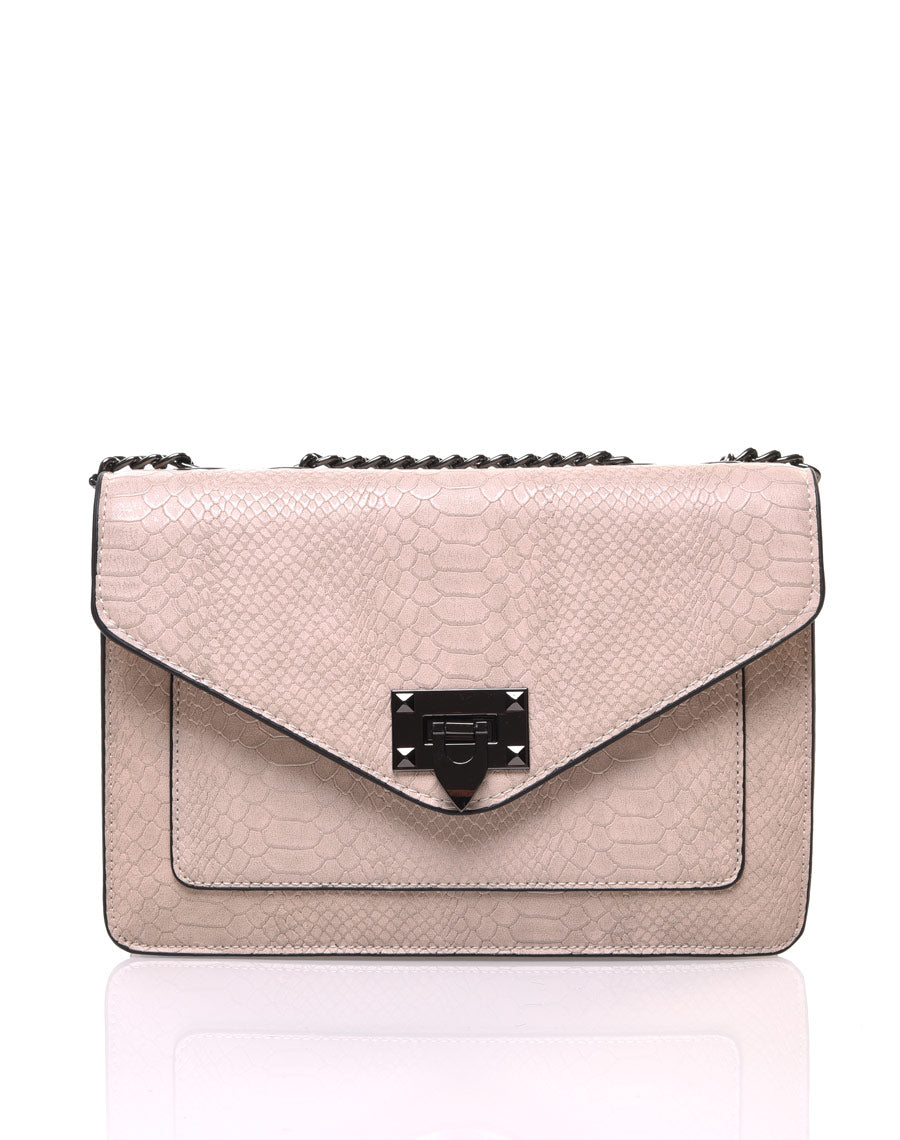 Sac en bandoulière effet python taupe