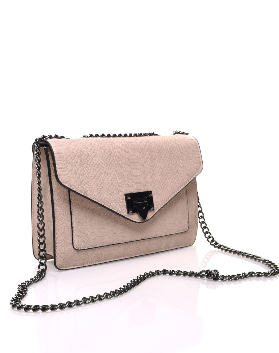 Sac en bandoulière effet python taupe