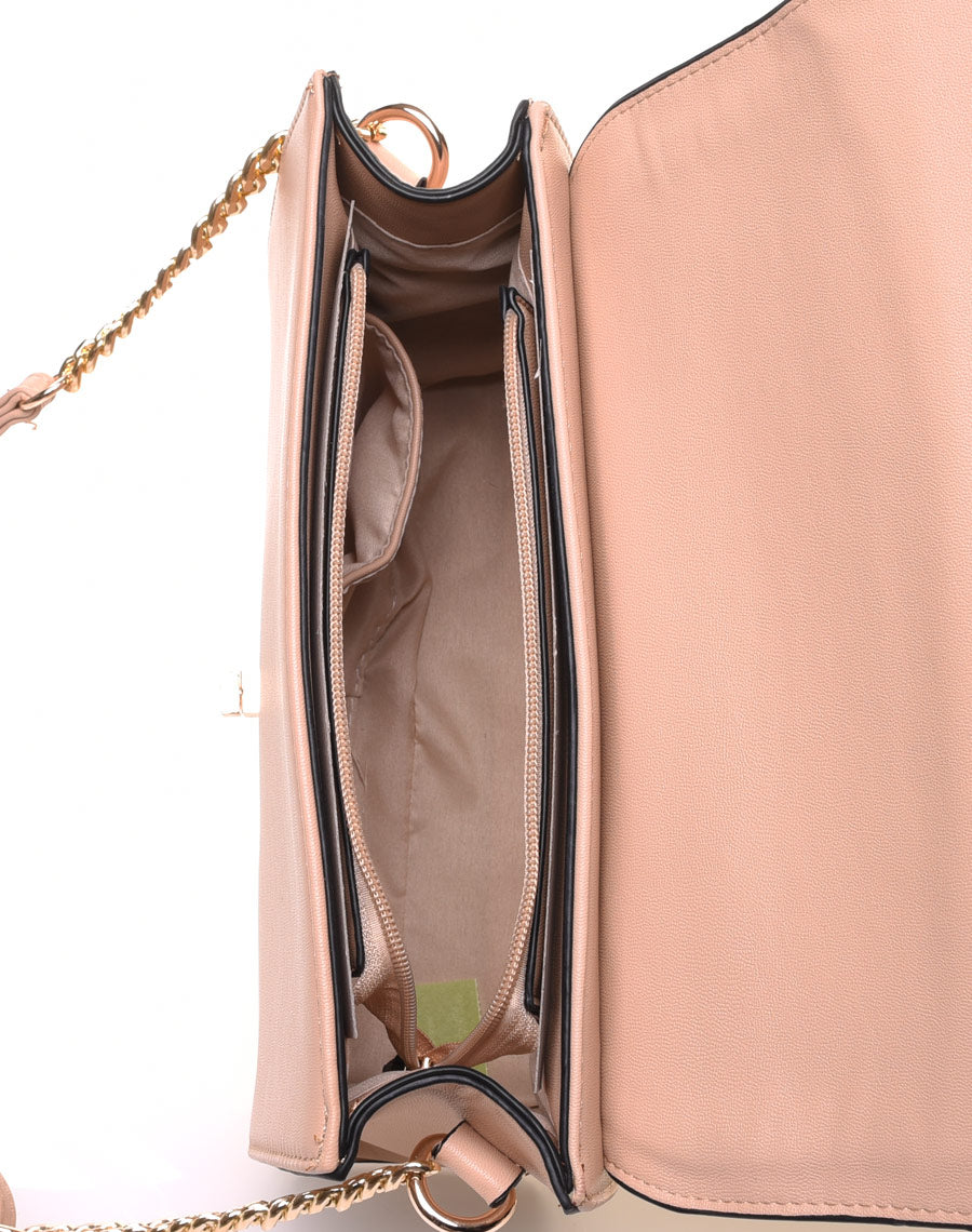 Sac en bandoulière fleuri beige