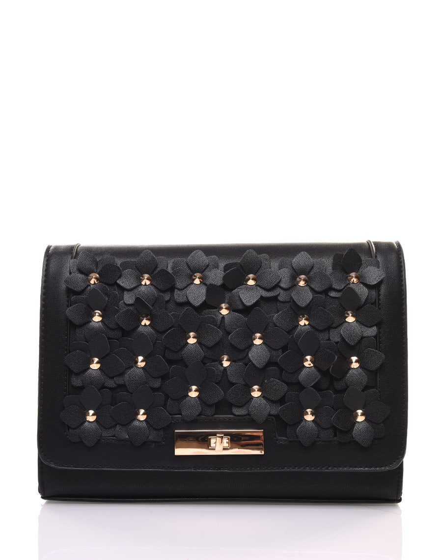 Sac en bandoulière fleuri noir