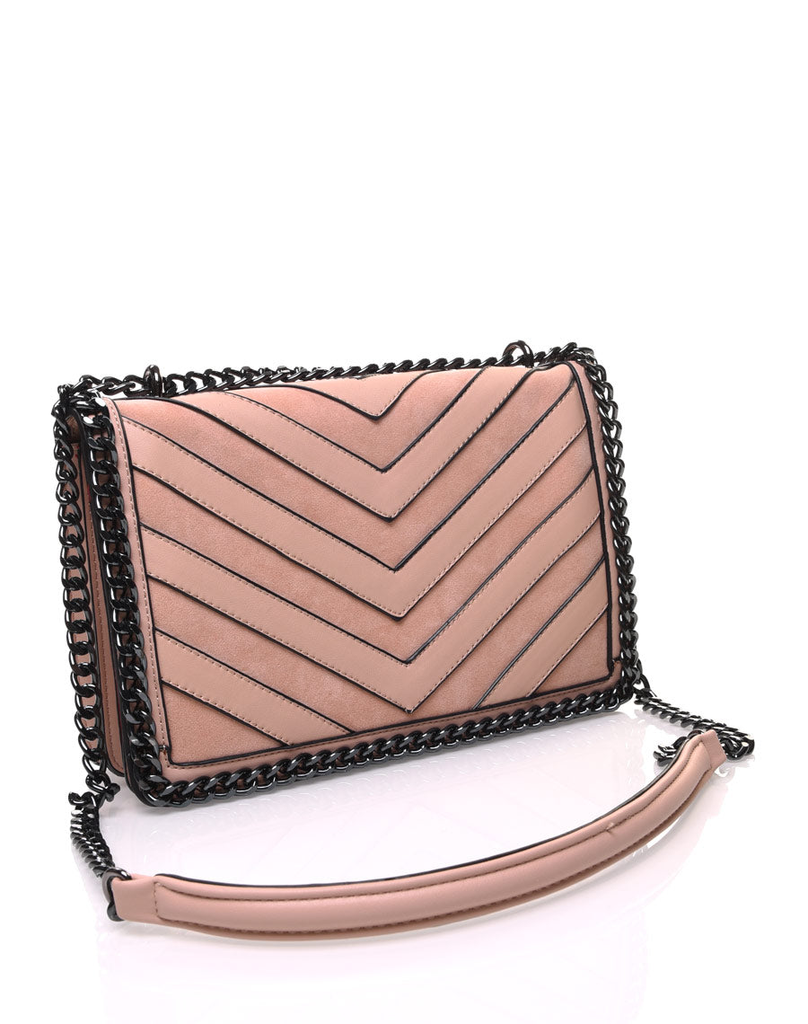 Sac en bandoulière motifs géométrique beige