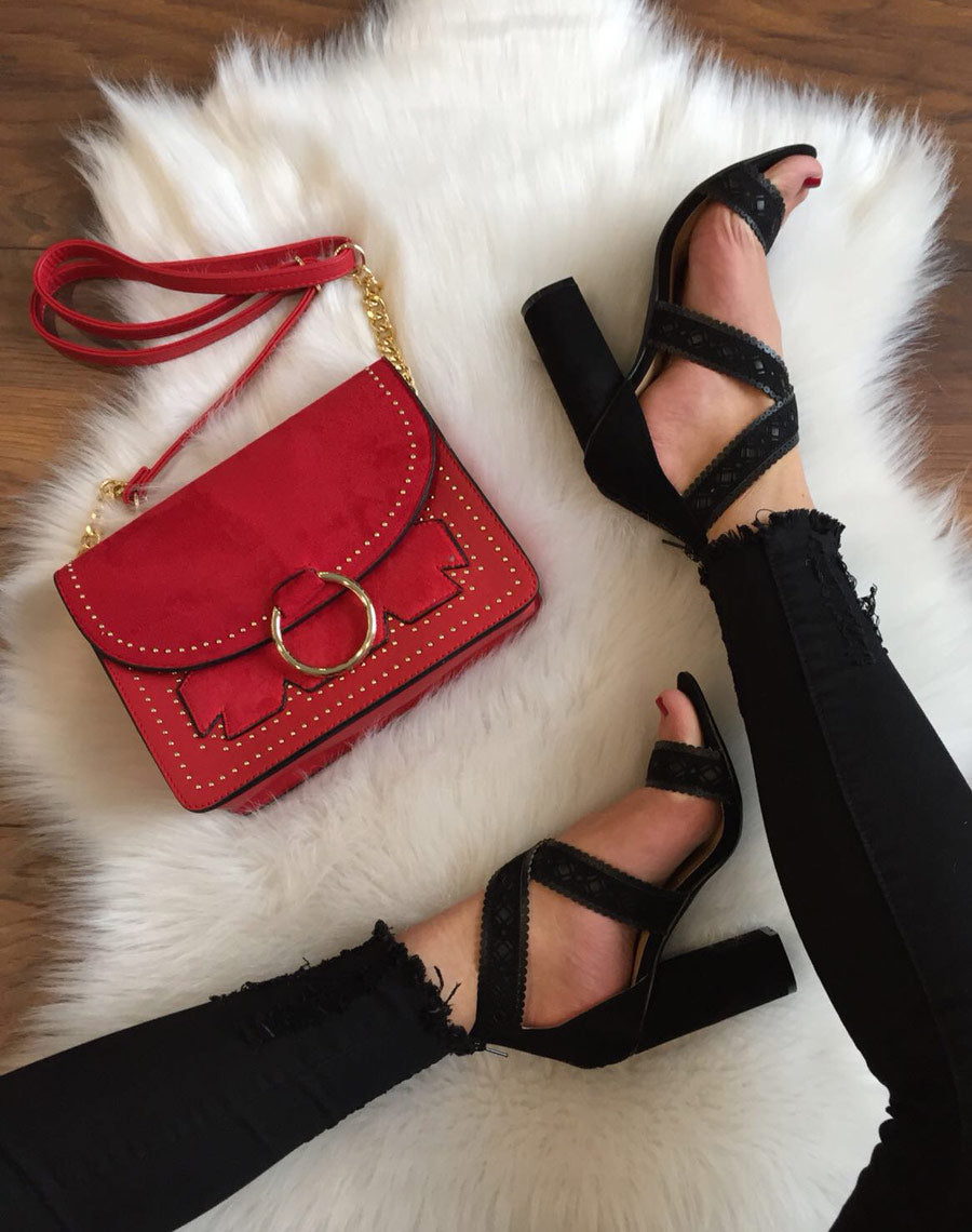 Sac en bandoulière rouge bi matière