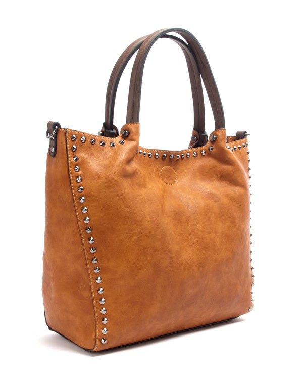 Sac femme Flora&Co: Sac à main clouté camel