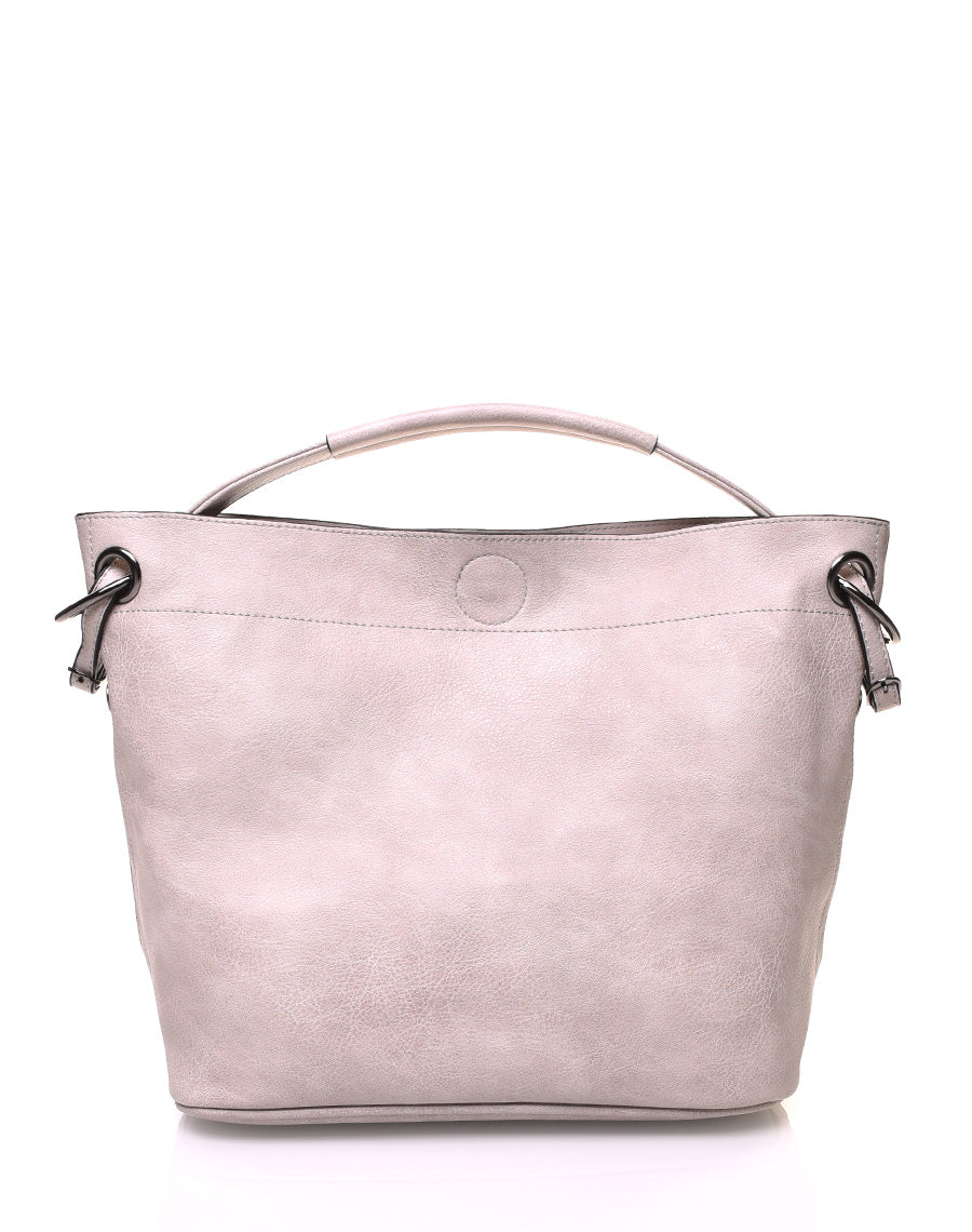 Sac à main beige en effet simili cuir à hanses multiples
