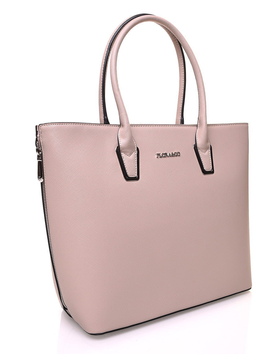 Sac à main beige à fermetures éclaires