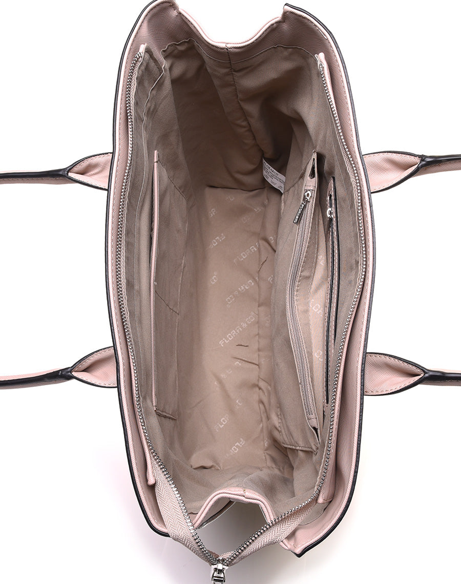 Sac à main beige à fermetures éclaires