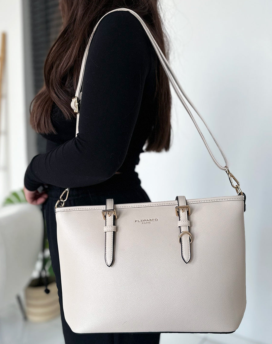 Sac à main beige grainé