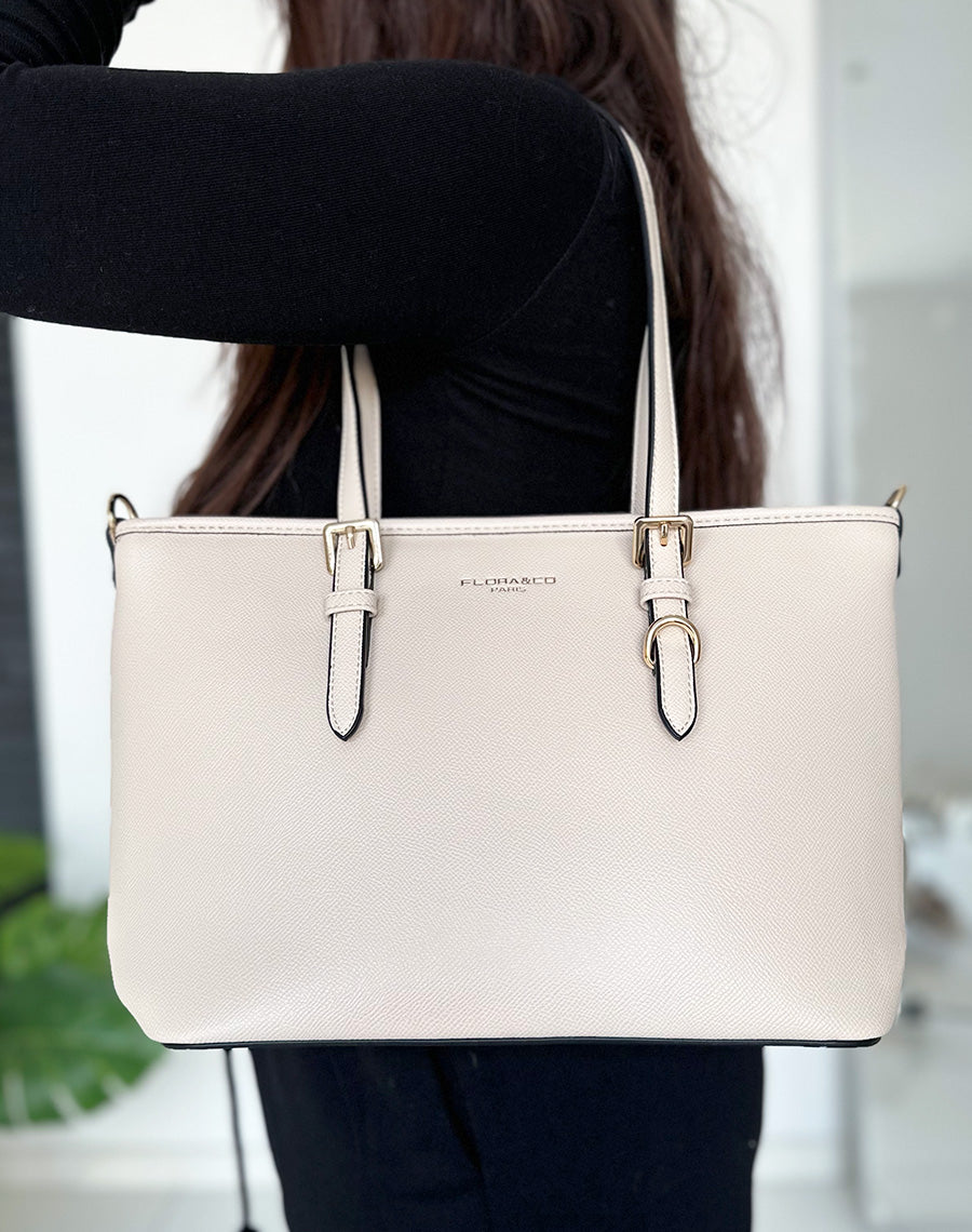 Sac à main beige grainé