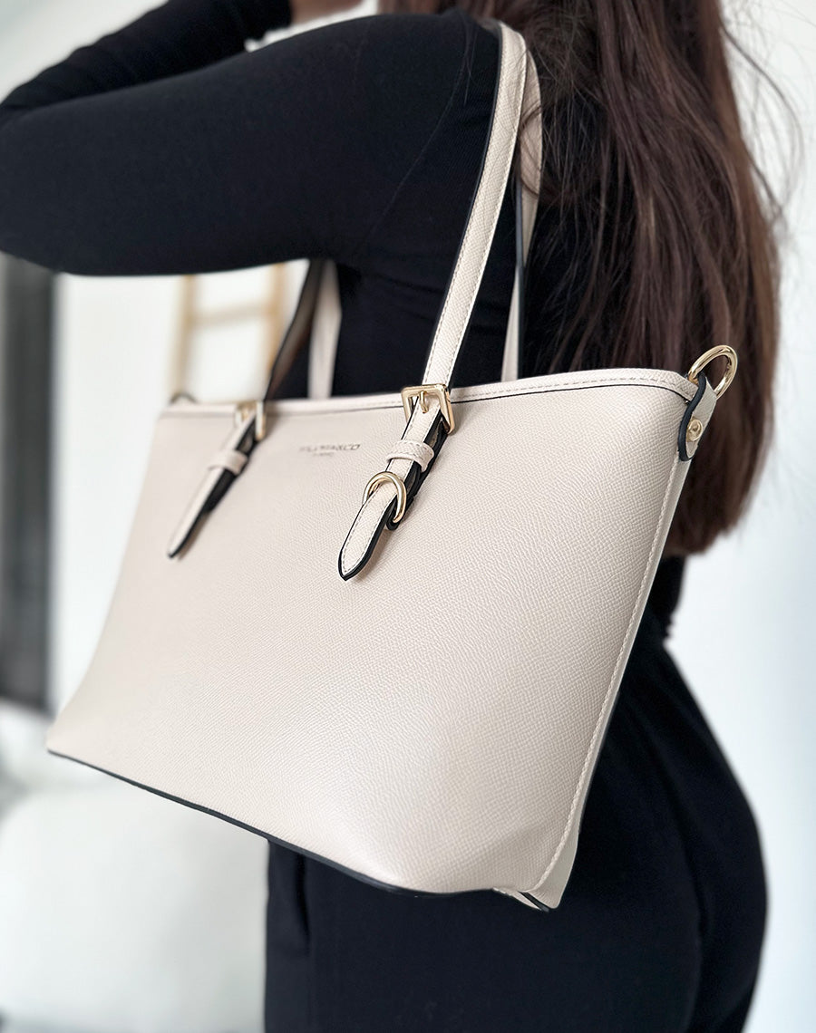 Sac à main beige grainé