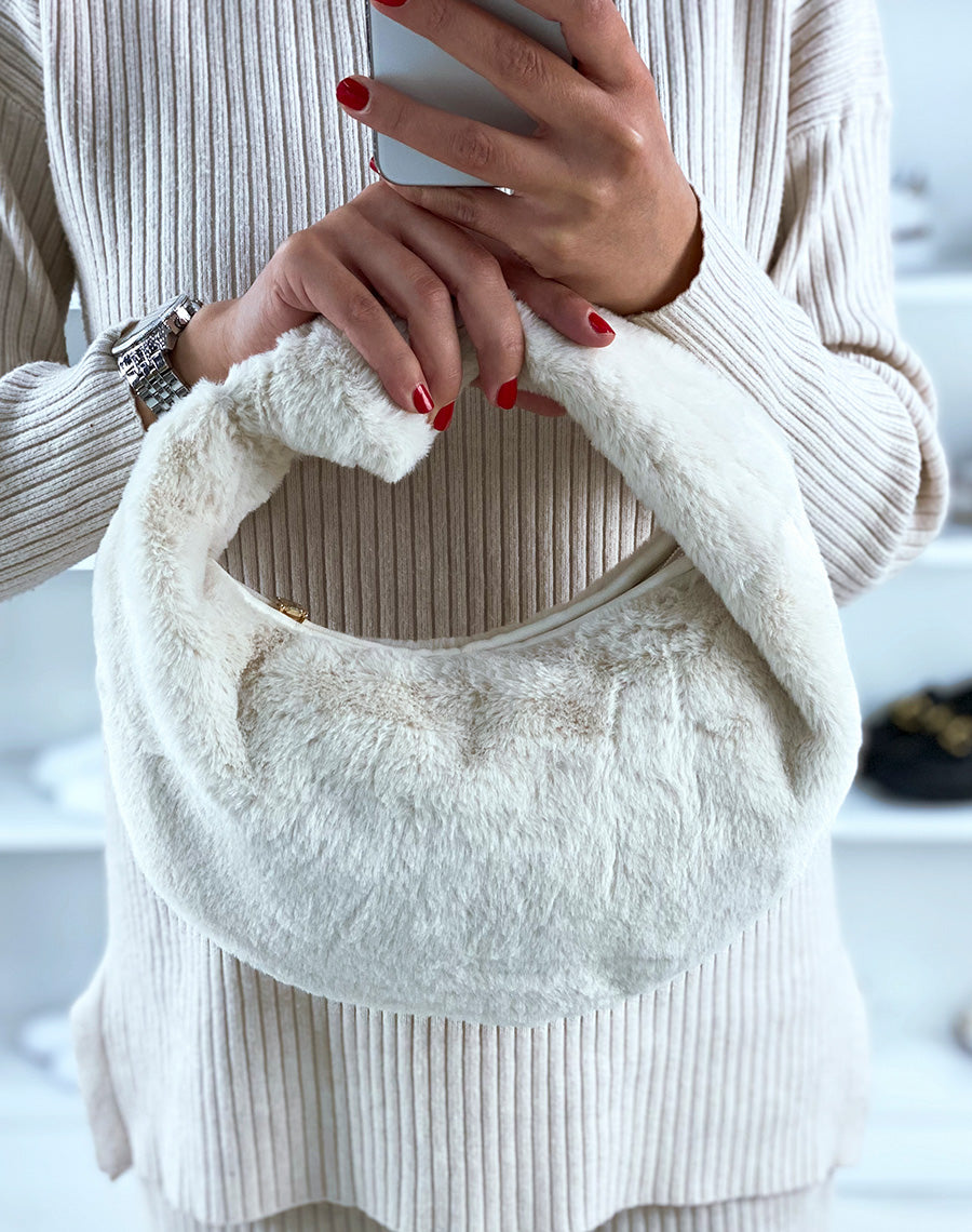 Sac à main beige à noeud