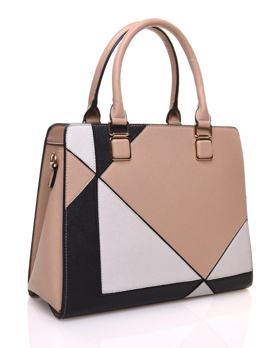 Sac à main beige noir et blanc