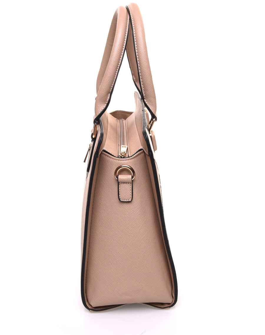 Sac à main beige noir et blanc