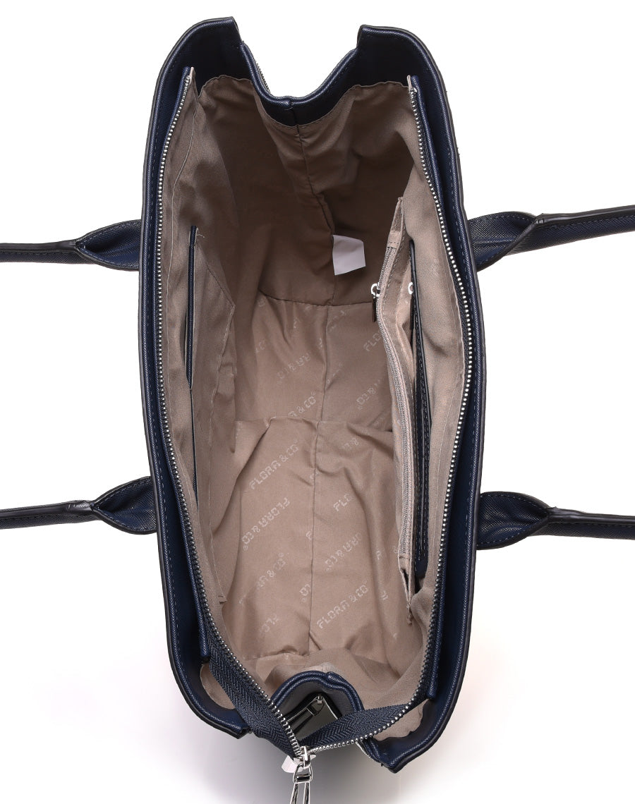 Sac à main bleu marine à fermetures éclaires