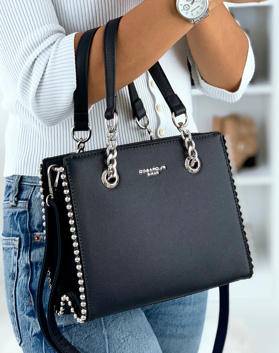 Sac à main bleu nuit clouté