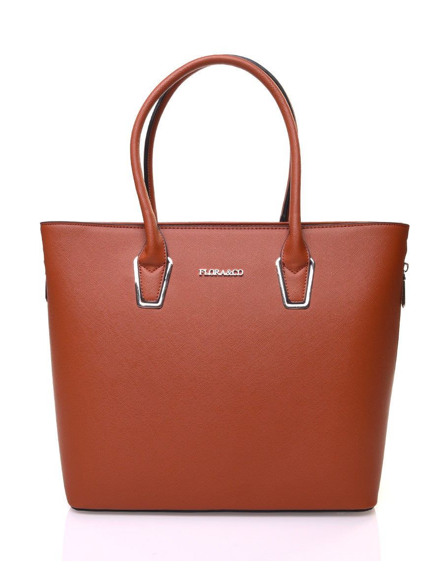 Sac à main camel à fermetures éclaires