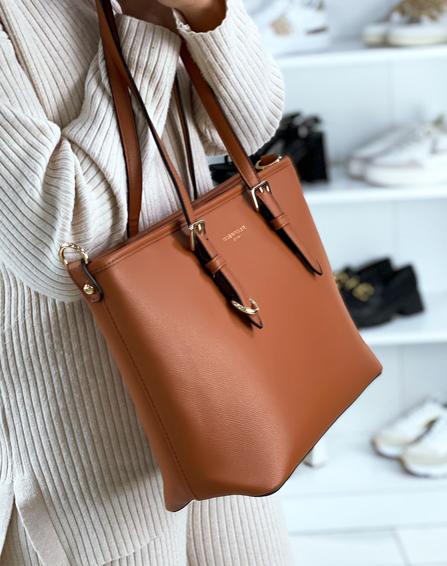 Sac à main camel grainé  