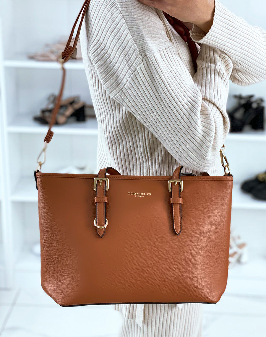 Sac à main camel grainé  