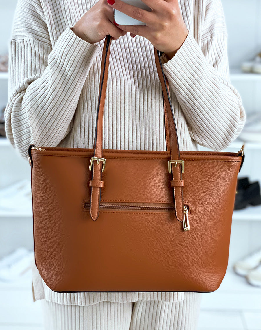 Sac à main camel grainé  