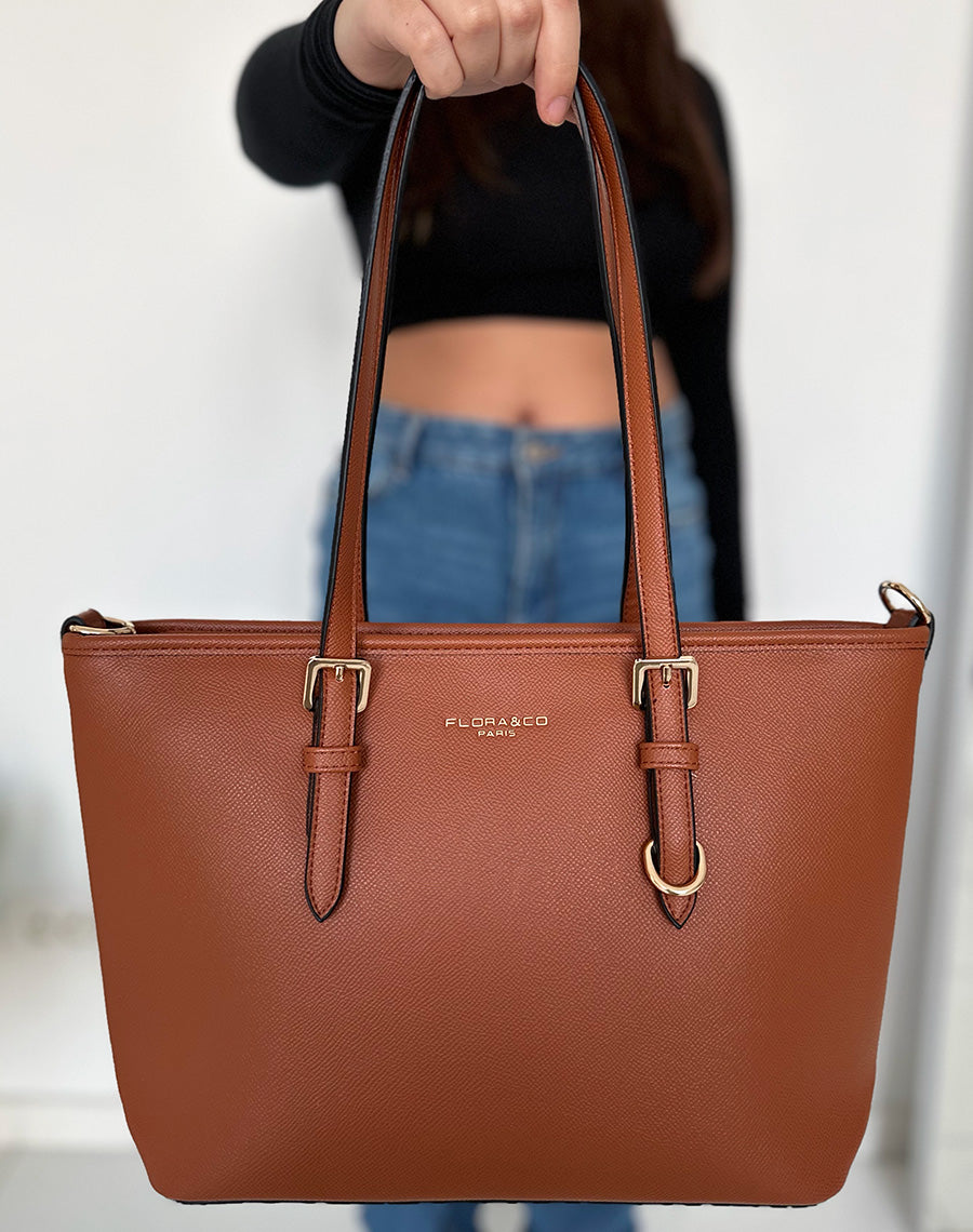 Sac à main camel grainé  