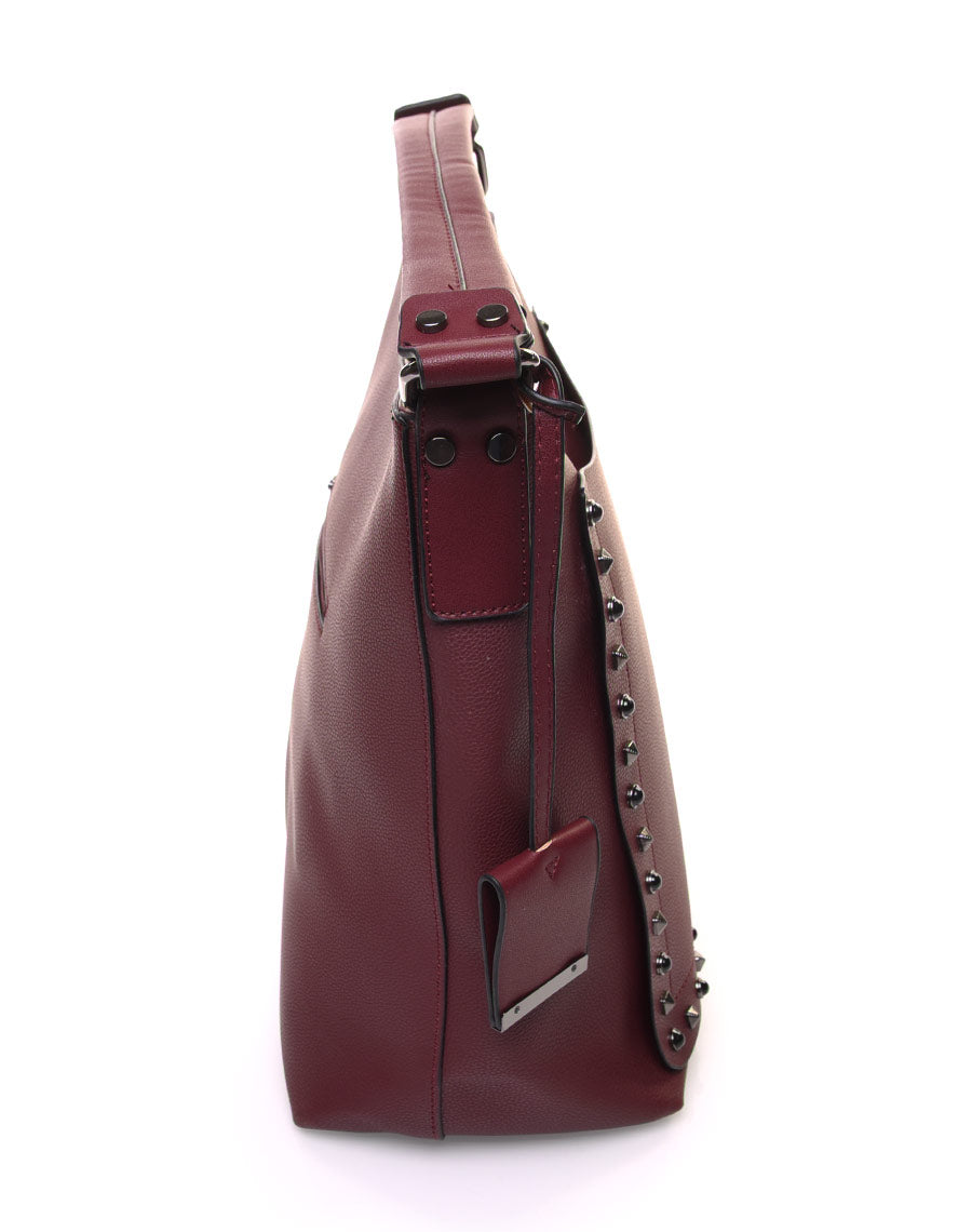 Sac à main clouté bordeaux