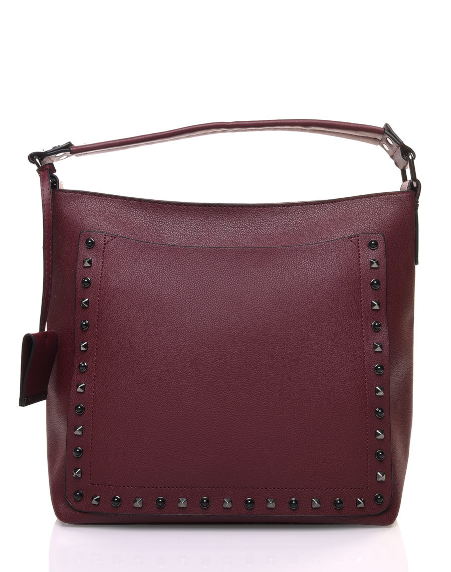 Sac à main clouté bordeaux