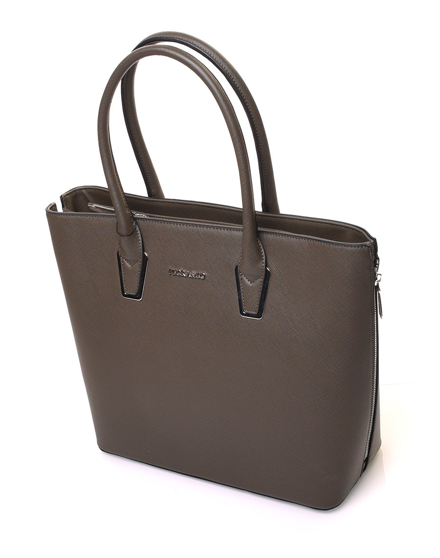 Sac à main kaki à fermetures éclaires