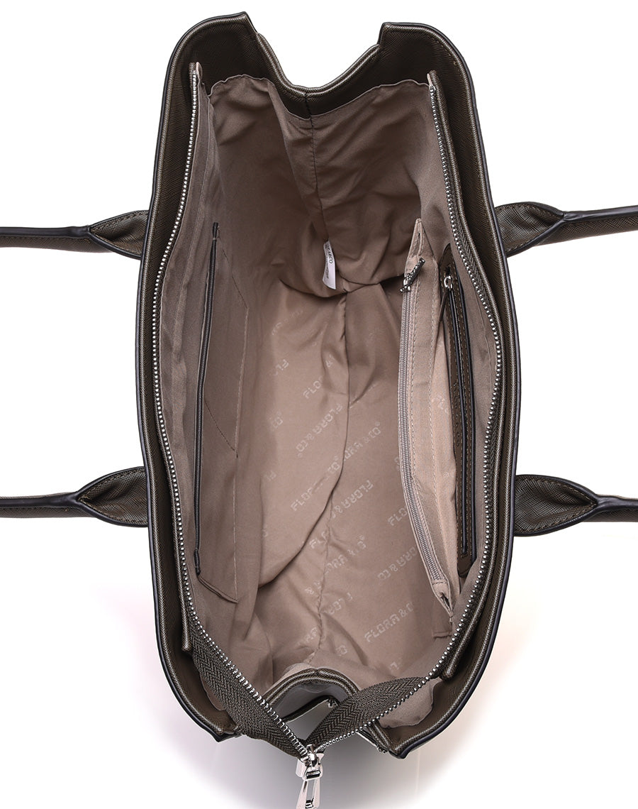 Sac à main kaki à fermetures éclaires