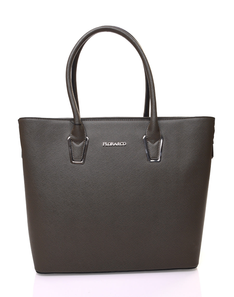 Sac à main kaki à fermetures éclaires