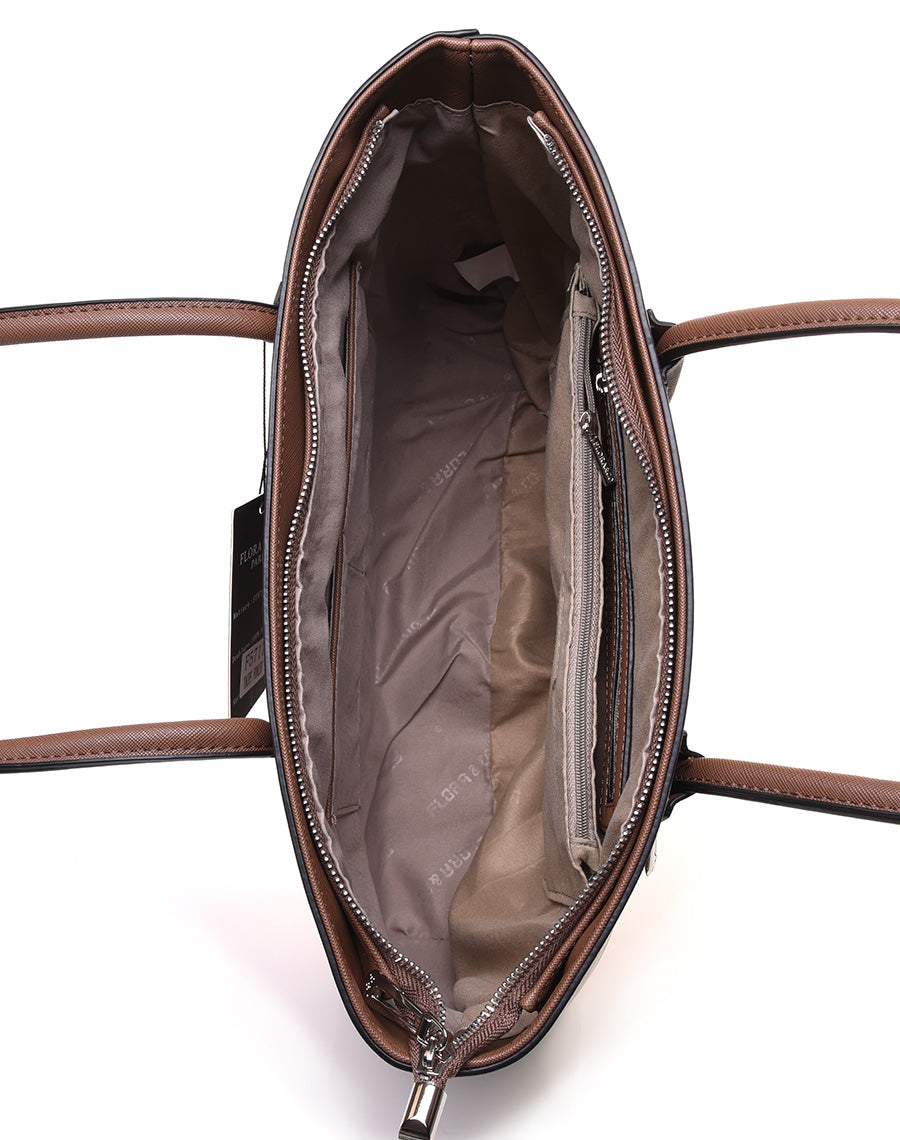 Sac à main marron à fermetures éclaires