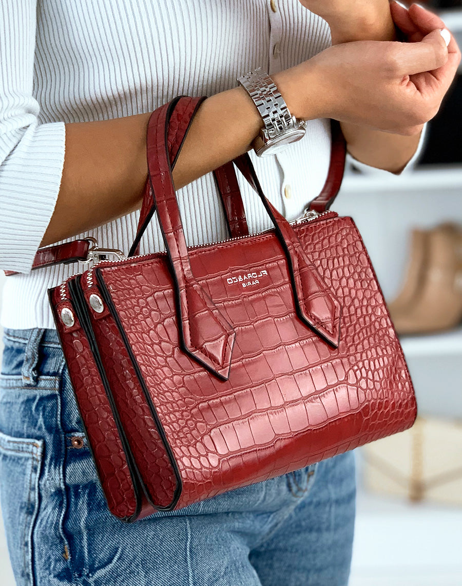 Sac à main mini rouge effet croco