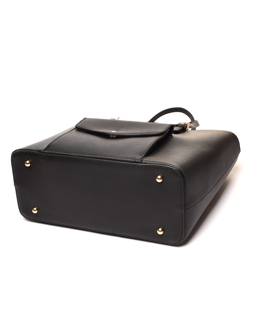 Sac à main noir poche extérieure pression