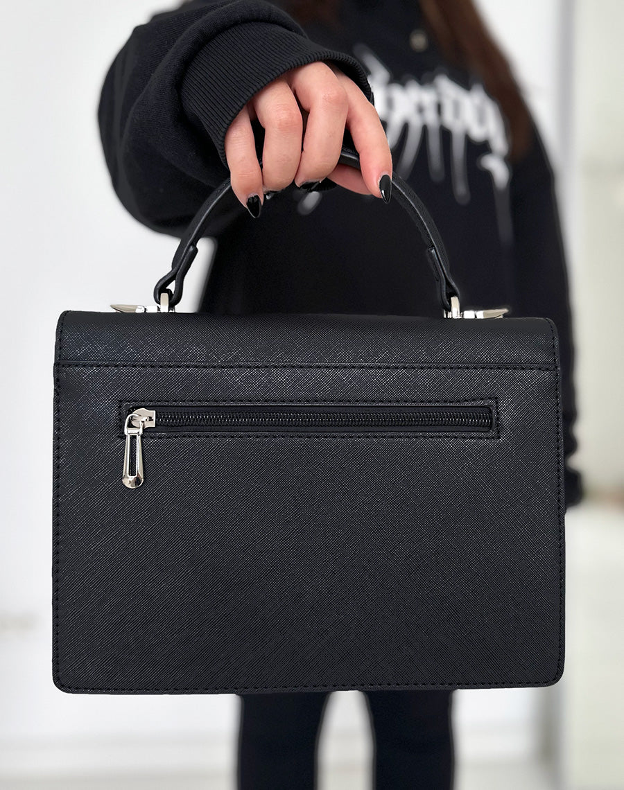 Sac à main noir style cartable 