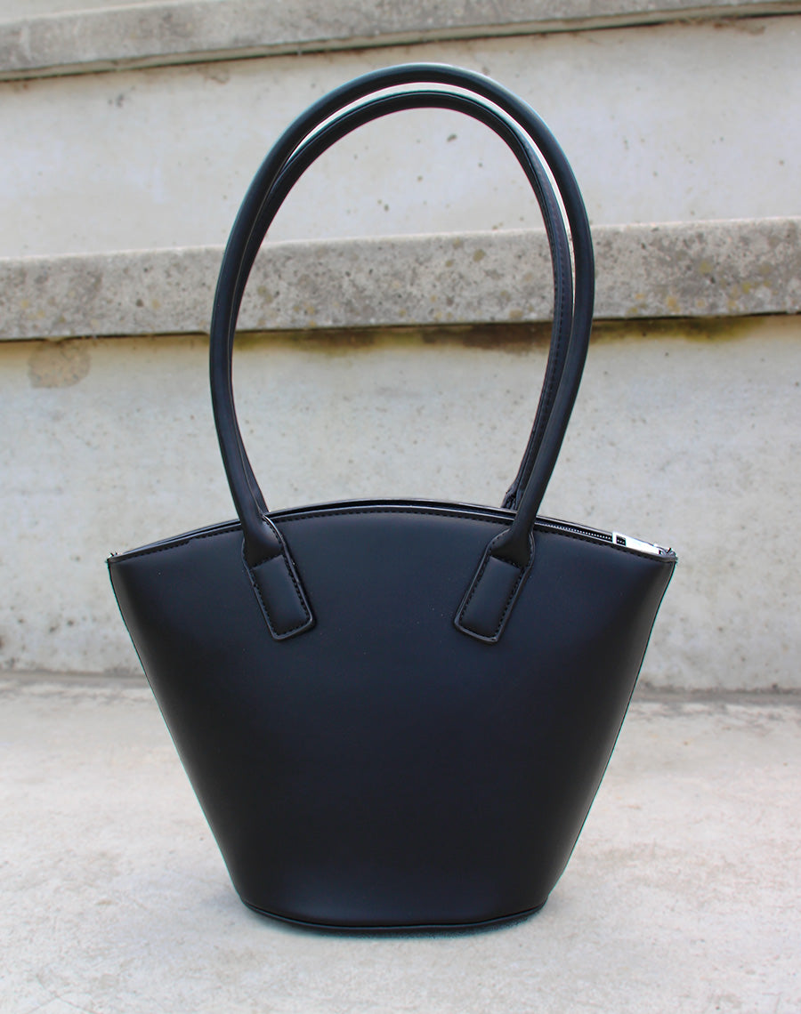 Sac à main noir style panier