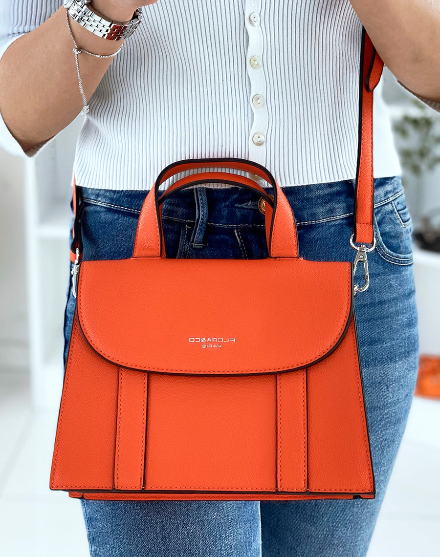 Sac à main orange forme trapèze